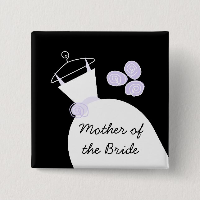 Bröllop Gown Lila 'Budens mamma' svart Knapp (Framsida)