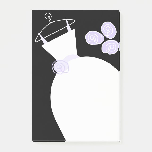 Bröllop Gown Lila lodrät black post-it note Block (Framsida)