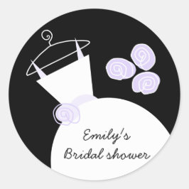 Bröllop Gown Lila 'Möhippa' runda svart Runt Klistermärke