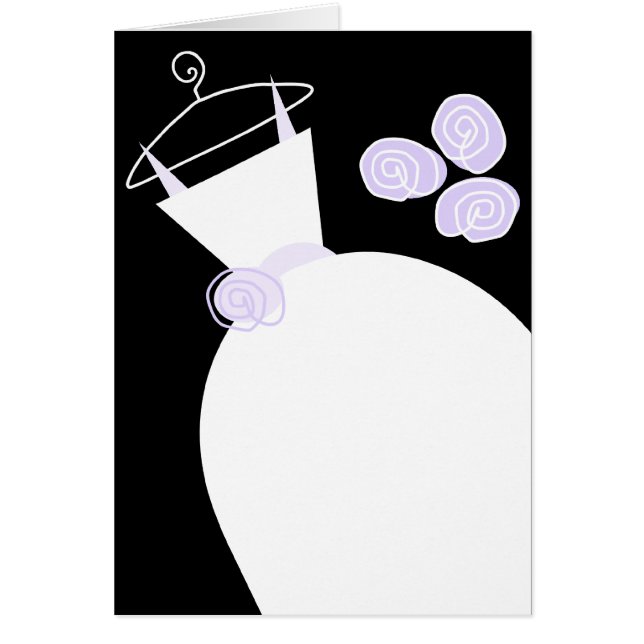 Bröllop Gown Lila Text black lodrät Hälsningskort (Framsidan)