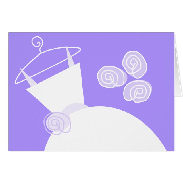 Bröllop Gown Lila Text vågrät Hälsningskort (Framsidan Horizontal)