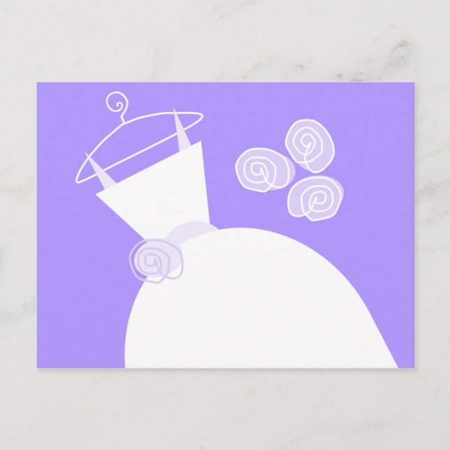 Bröllop Gown Lila vycard vågrät Vykort (Framsida)