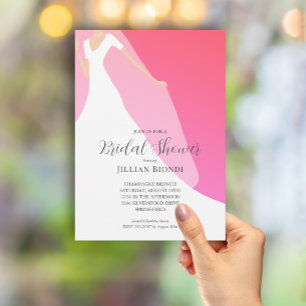 Bröllop Gown Möhippa Shock rosa Inbjudningar