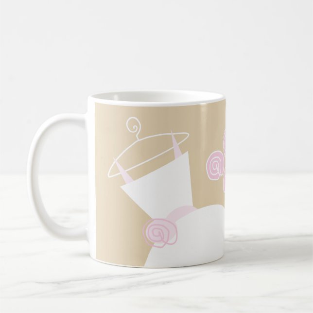 Bröllop Gown Rosa Beige "Bride" mugg (Vänster)