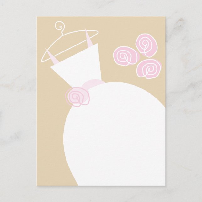 Bröllop Gown Rosa Beige rosa back vycard Vykort (Framsida)