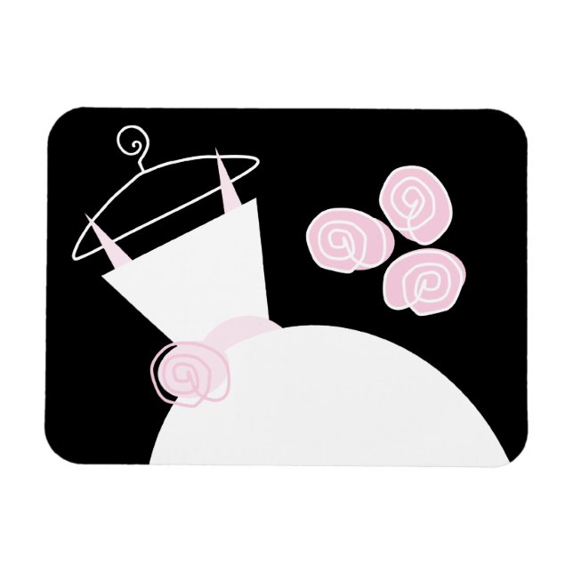 Bröllop Gown Rosa Black vågrät Magnet (Horisontell)