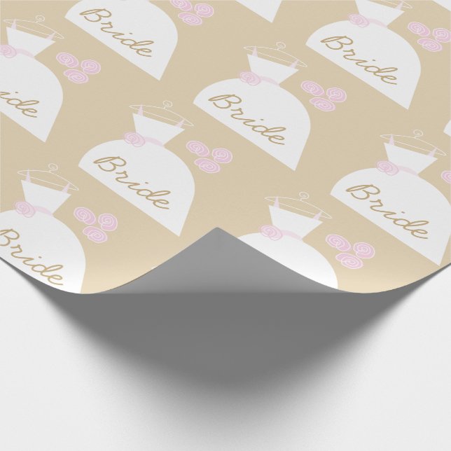 Bröllop Gown Rosa "Bride beige Wrapping Papper" Presentpapper (Hörn)