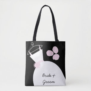 Bröllop Gown Rosa Bride Groom svart över hela svar Tygkasse