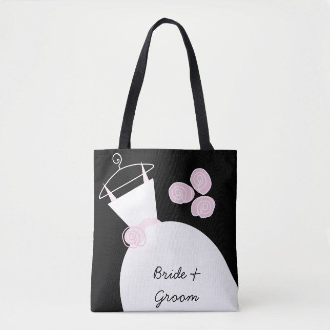 Bröllop Gown Rosa Bride Groom svart över hela svar Tygkasse (Framsida)
