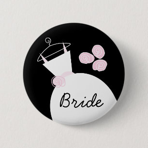 Bröllop Gown Rosa 'Bride'-knapp svart Knapp