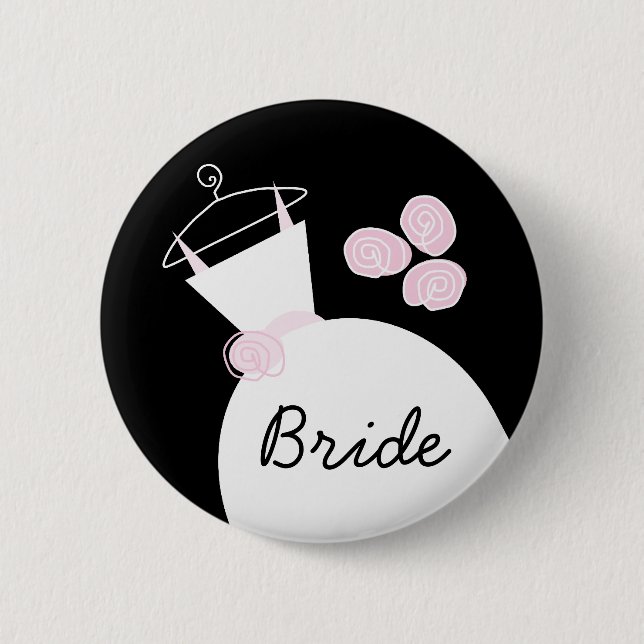 Bröllop Gown Rosa 'Bride'-knapp svart Knapp (Framsida)