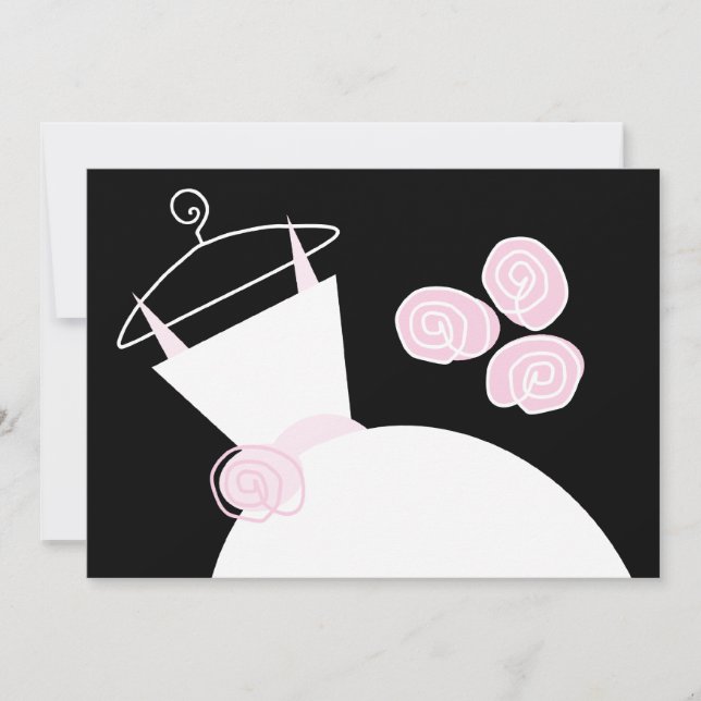 Bröllop Gown Rosa inbjudningskort för möhippan sva (Framsida)