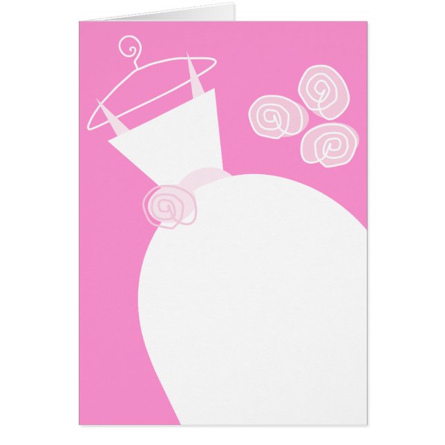 Bröllop Gown Rosa lodrät Hälsningskort (Framsidan)