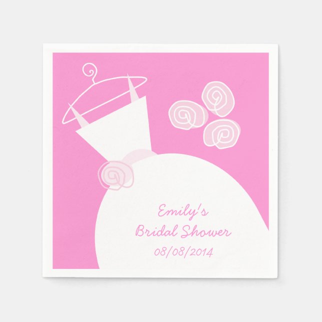 Bröllop Gown Rosa möhippa 'Text' Pappersservett (Framsidan)