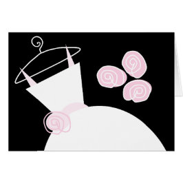 Bröllop Gown Rosa vågrät black pastel Hälsningskort