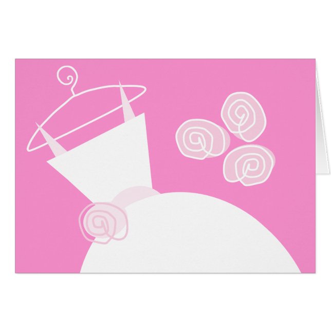 Bröllop Gown Rosa vågrät Hälsningskort (Framsidan Horizontal)