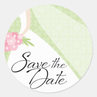 Bröllop Gown Save the Date Seal Runt Klistermärke