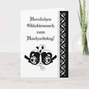 Bröllop Grattis Blommigt Hearts Birds German Kort