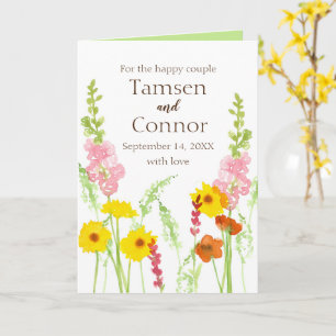 Bröllop Grattis Wildblommor Personlig Kort