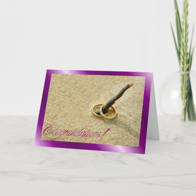 Bröllop Grattisar. Gratulerart Beach-bröllop Kort (Framsida)