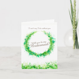 Bröllop greenery art blir du min brudtärna? inbjudan