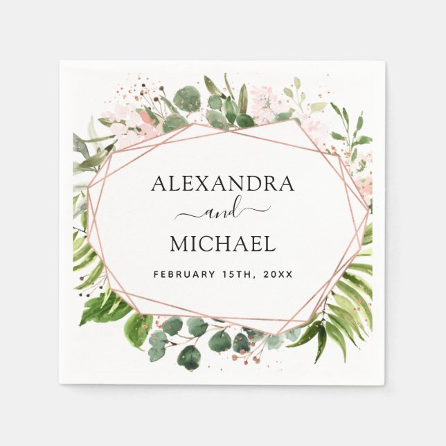 Bröllop Greenery Eucalyptus Botanical Pappersservett (Framsidan)