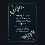 Bröllop greenery Eucalyptus botaniska svarta moder Magnet<br><div class="desc">Eucalyptus Greenery bladar modern,  minimal contemporary i elegant party Bröllop magnet inbjudan. Enkel botanisk contemporary. Sage grönt,  marinblått,  svart och vit elegant,  moderna kolorway kostym vår,  sommarfall,  höst- och vittringsceremonier i bröllop.</div>