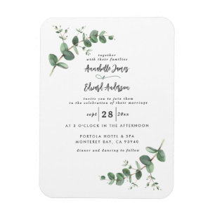Bröllop greenery Eucalyptus botaniskt skript invit Magnet