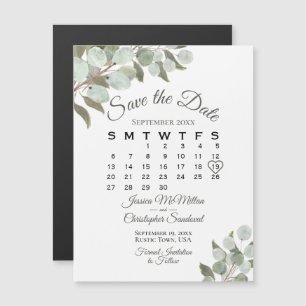 Bröllop Greenery Save Date Calendar Magnet