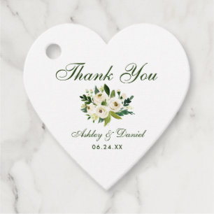 Bröllop Grönt Blommigt Guld Tack Heart Gåvor Etiketter