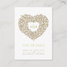 Bröllop: grönt brun av tulpanbouquet monogram tilläggskort