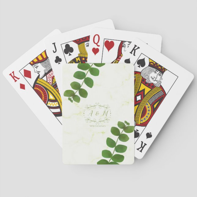 Bröllop Grönt Chic Casinokort (Baksidan)
