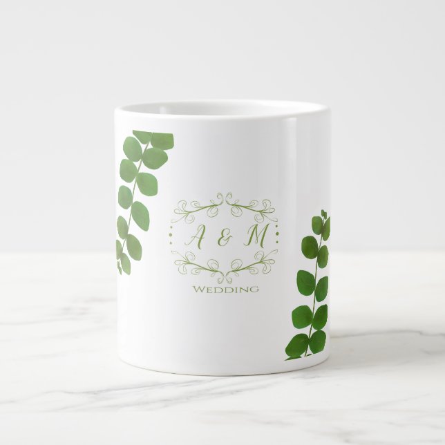 Bröllop Grönt Chic Jumbo Mugg (Framsidan)
