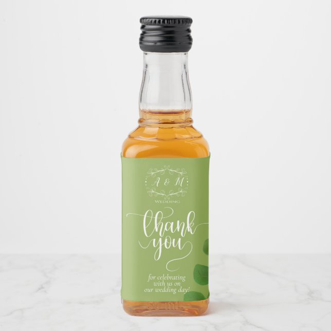 Bröllop Grönt Chic Spritflaskor Etikett (Framsida)