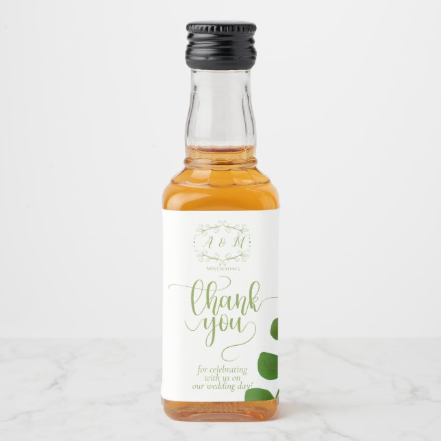 Bröllop Grönt Chic Spritflaskor Etikett (Framsida)