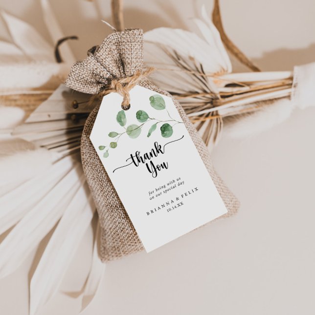 Bröllop Grönt Delight Eucalyptus Tack Presentetikett (Skapare uppladdad)