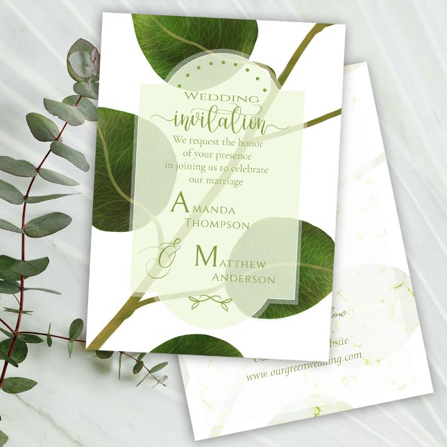 Bröllop Grönt Inbjudningar (Chic Green Wedding Invitation Card. )