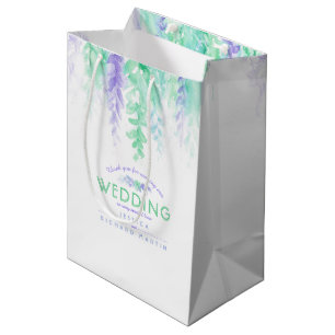 Bröllop grönt lila blommor tackar dig för presents