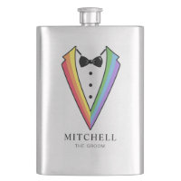 Bröllop Groom Groomsman Gay Rainbow Tuxedo
