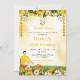 Bröllop Groom Haldi-inbjudan Inbjudningar