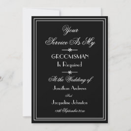Bröllop Groomsman Anpassningsbar Classic Black Fri Inbjudningar