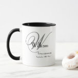 Bröllop Groomsman Gift Classic Monogram Rustic Mugg<br><div class="desc">Bröllop Marskalkar Groomsman Gift Classic Monogram Initial and Personlig First Namn Rustic Coola Coffee Mugg. Groomsman Gift med modern vintage inspirerade till monogram efternamn från början, först namn, och daterar sig på en ren elegant, rustik klassisk vit mugg med modern svart skrift. Anpassa den för den speciella beröringen i extra...</div>