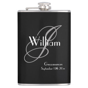Bröllop Groomsman Gift Elegant Monogram Coola Blac Fickplunta