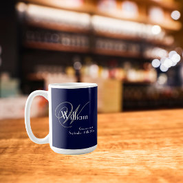 Bröllop Groomsman Gift Modern Monogram Namn Coola Mugg