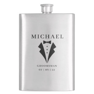 Bröllop GROOMSMAN Personlig Namn & Date Tuxedo Fickplunta