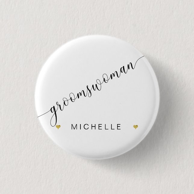Bröllop Groomswoman Script Enkel Modern Knapp (Framsida)
