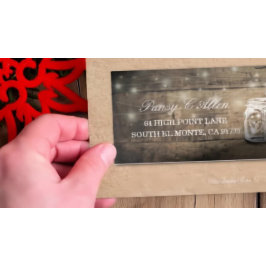 Bröllop Guest Adress Mason Burk Wood String Light Klistermärken