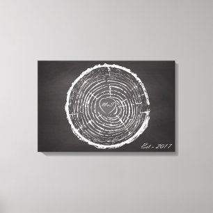 Bröllop Guest Bok Alternative - Träd Ringar Canvas