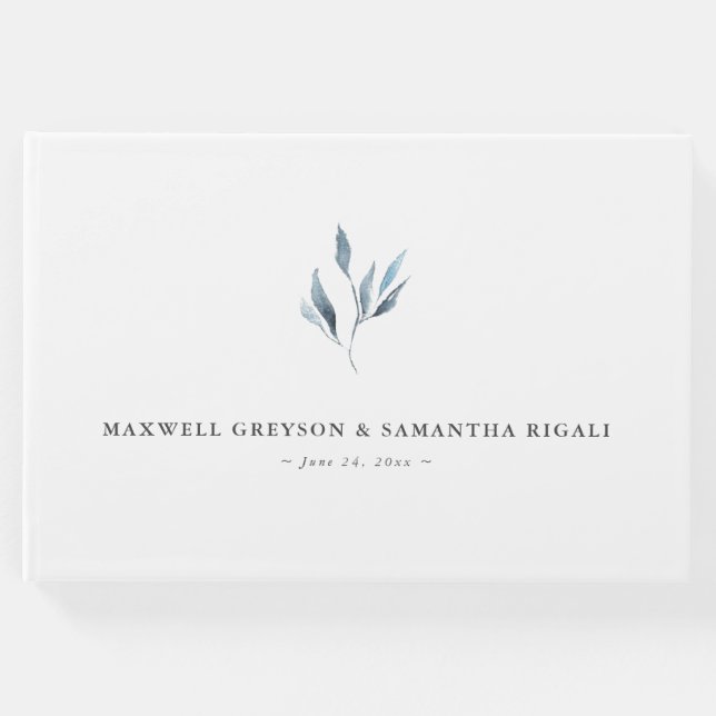 Bröllop Guest Bok Dusty Blue Botanicals (Framsida)