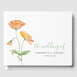 Bröllop Guest Bok Elegant Blommigt Vattenfärg
